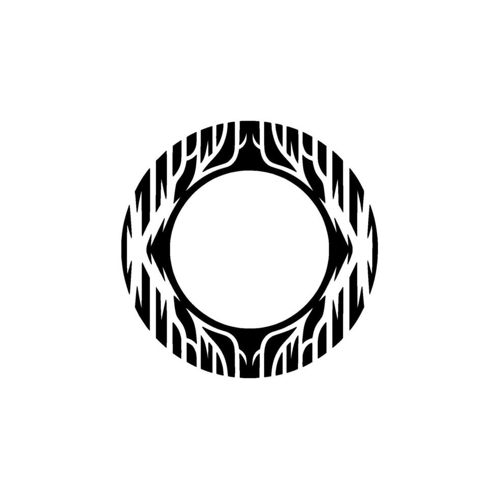 Abstract Black White Circle Emblem with Tree-like. vector