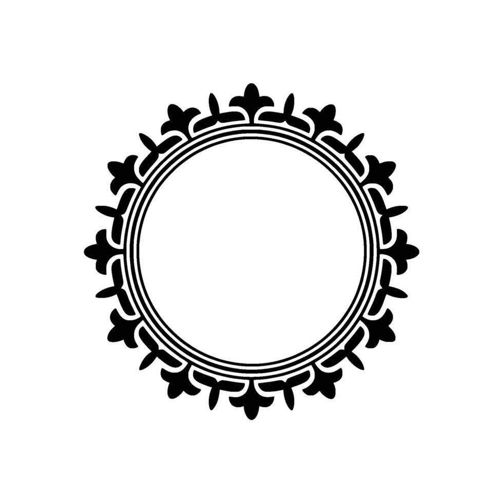 Elegant Black Circular Frame on White Flourish , Vintage Style. vector