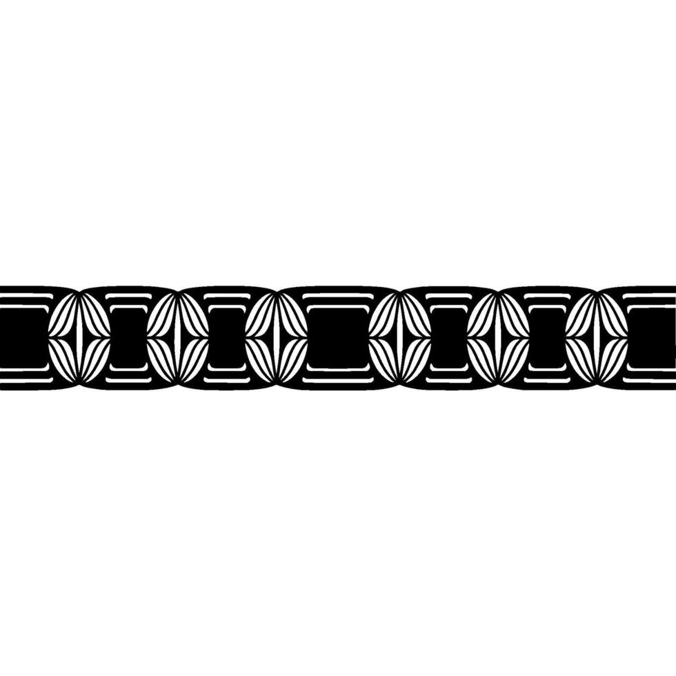 Geometric Floral Border, Black White, Abstract Element. vector
