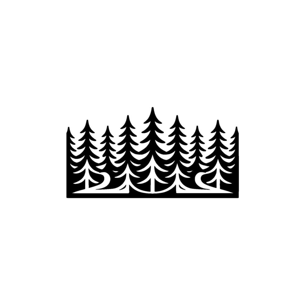 Black Forest Silhouette on White Minimalist Nature. vector