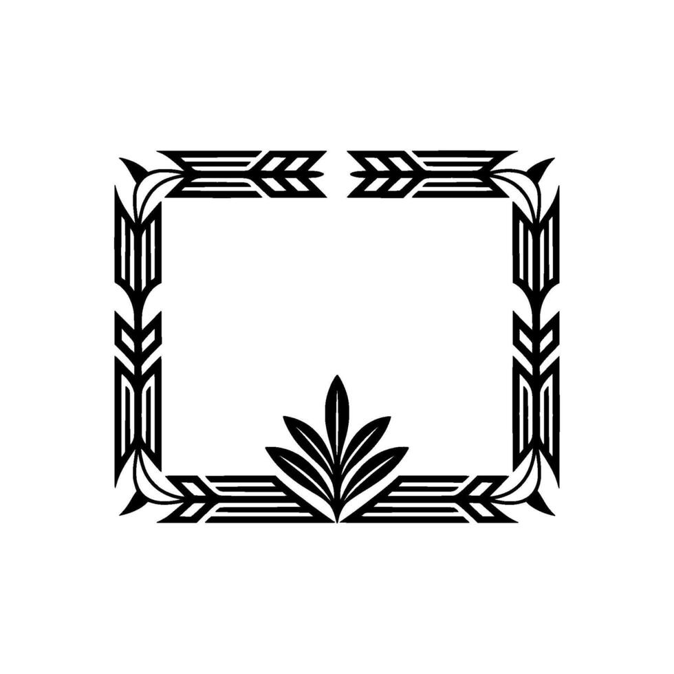 Art Deco Frame Illustration - Botanical Elegance, Black White, Minimalist. vector
