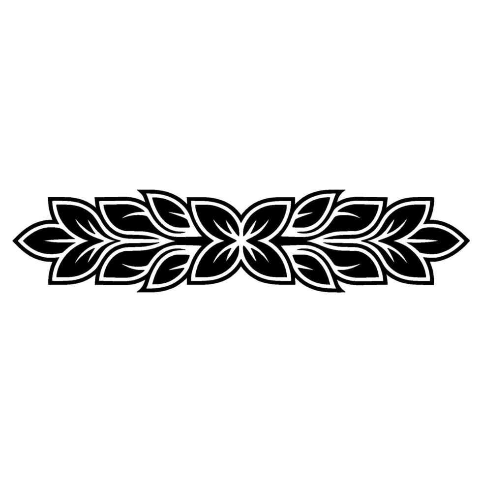 Black Floral Border Elegant Leaf on White Background. vector