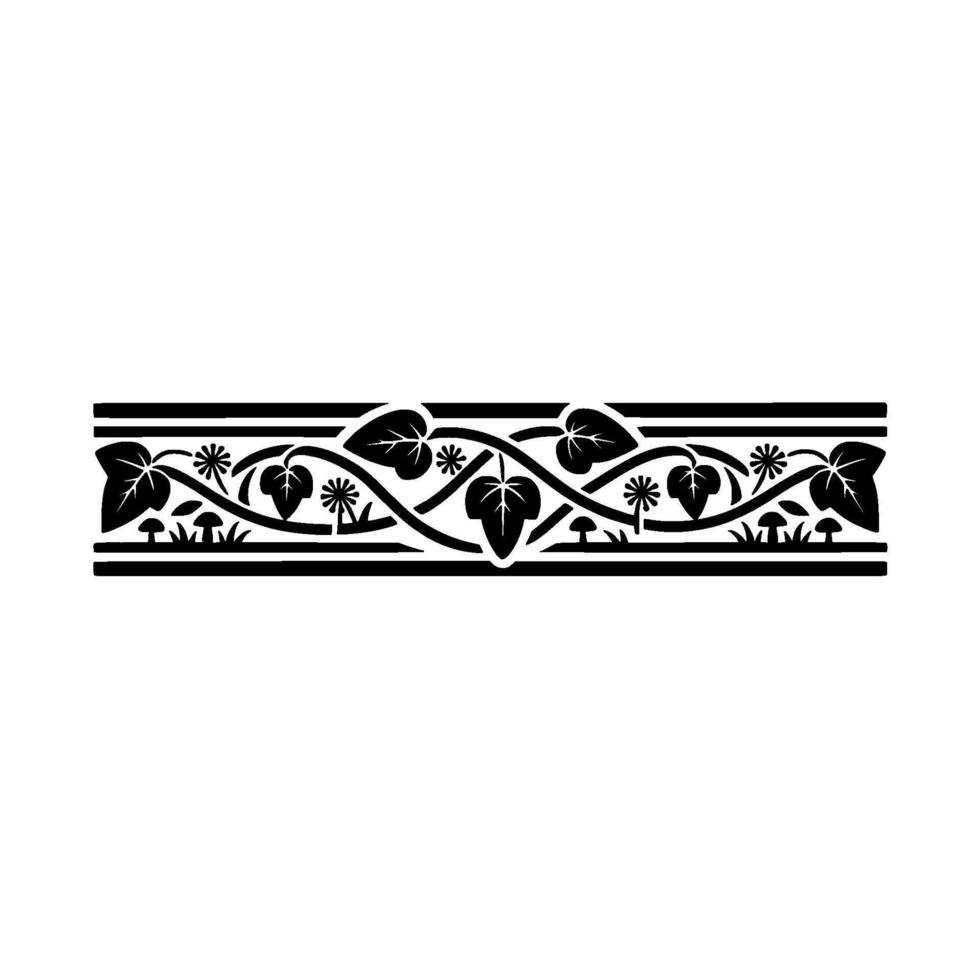 Decorative Black Floral Border - Elegant Leaf and Vine. vector