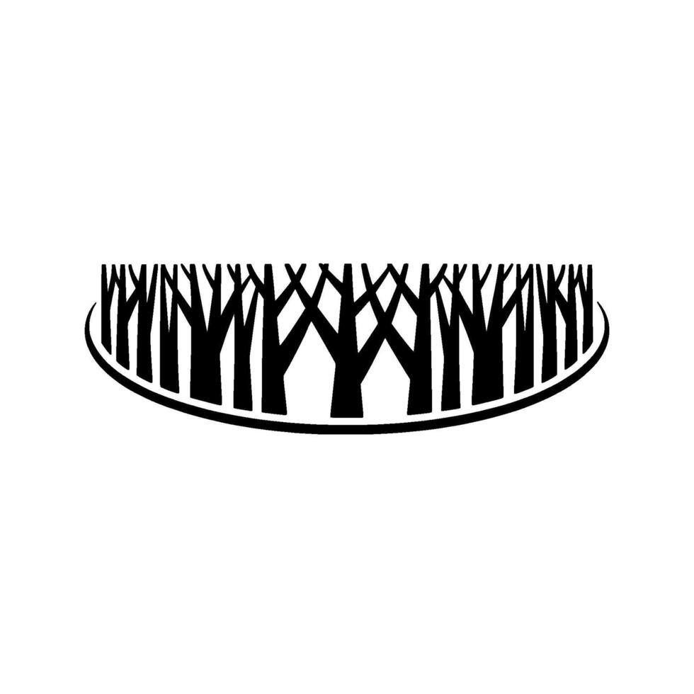 Minimalist Forest Silhouette Black Trees on a White Background. vector
