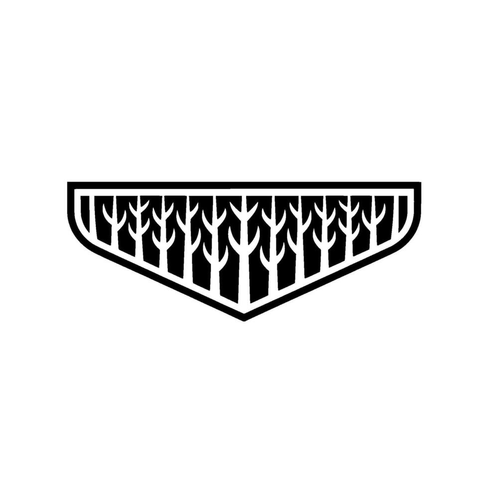 Minimalist Forest Shield Black White Nature. vector