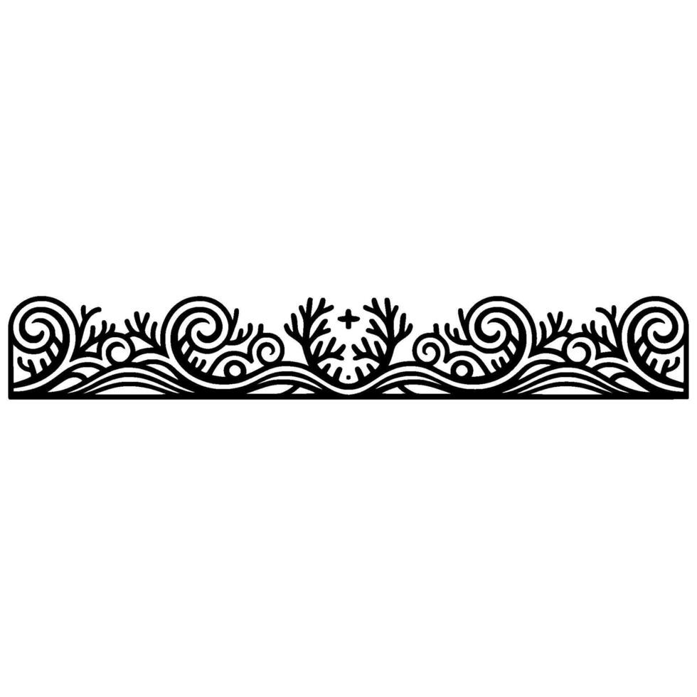 Decorative Border Floral Swirl Ornament in Black on White. vector