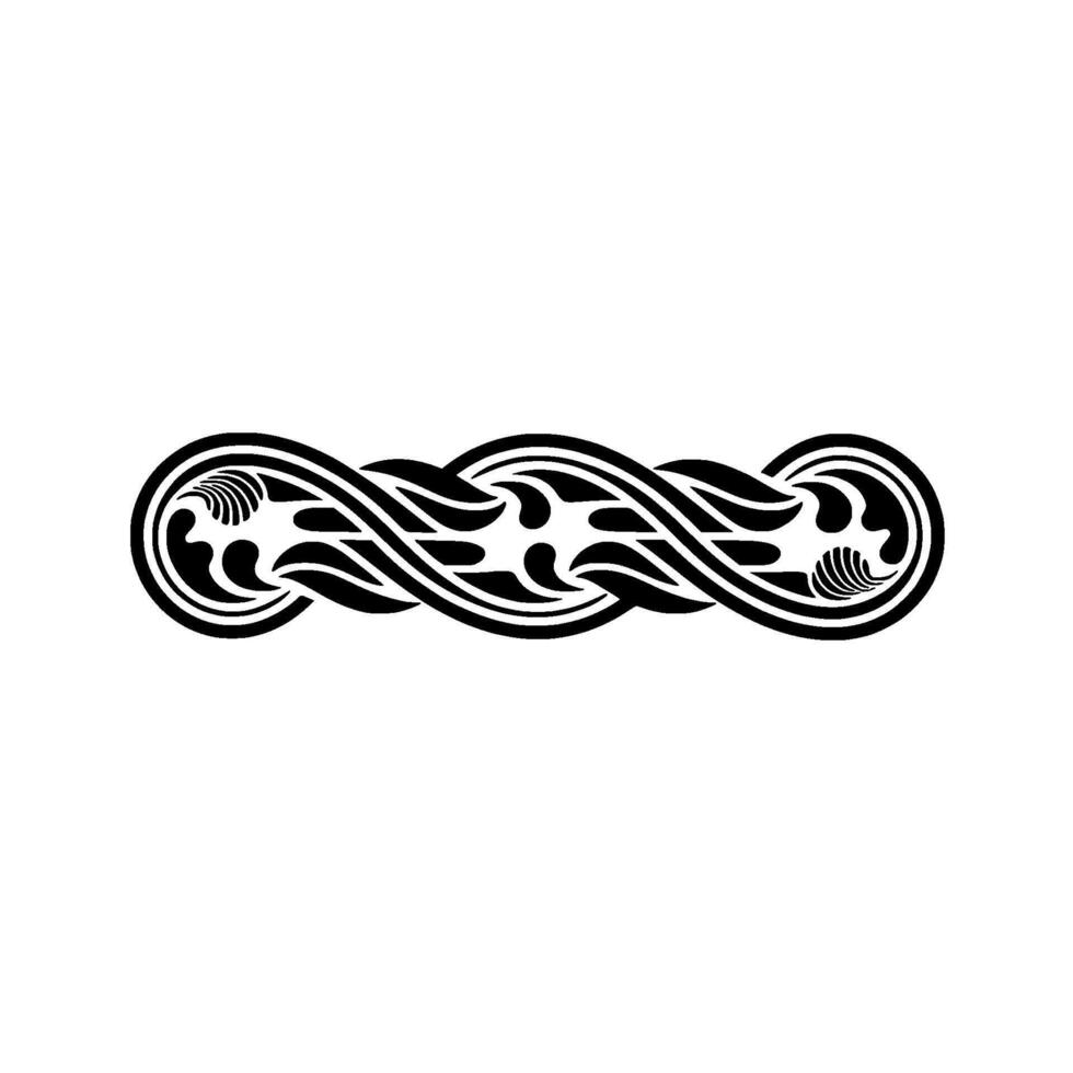Celtic Knotwork Ornament, Black White Decorative Border, Minimalist. vector