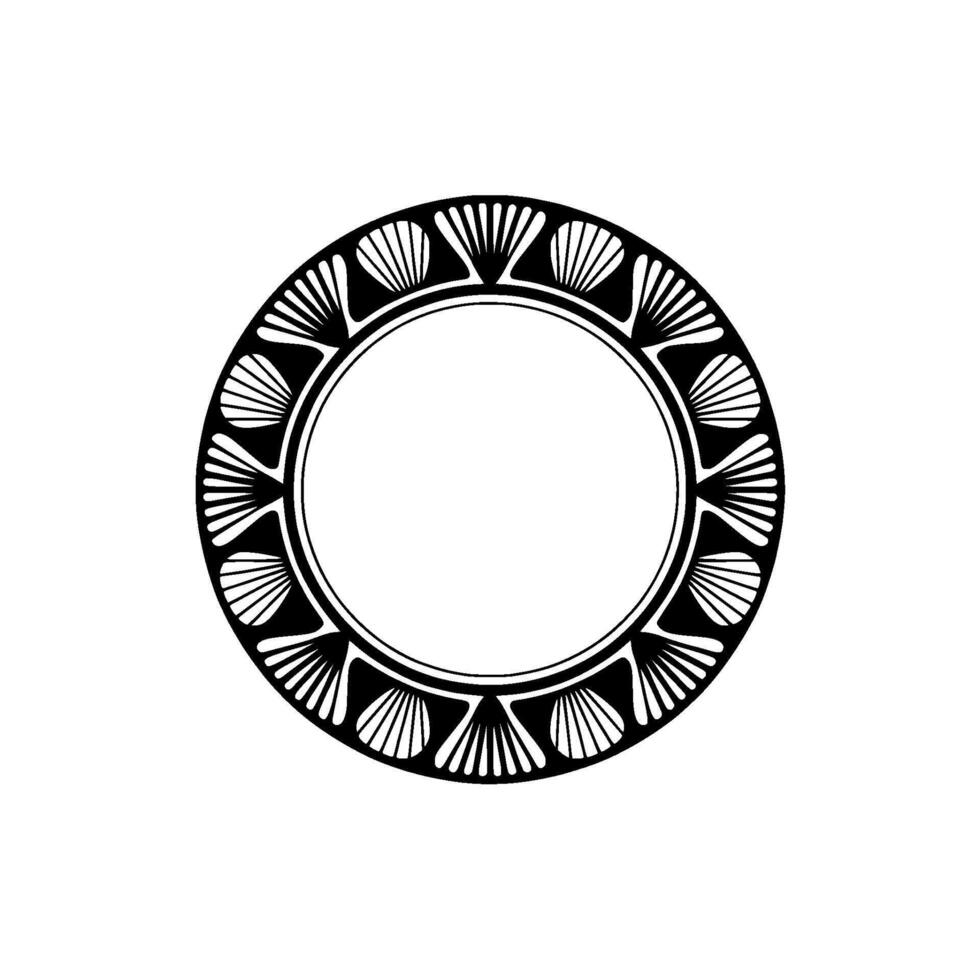 Elegant Art Deco Circle with Shell Motif on White. vector