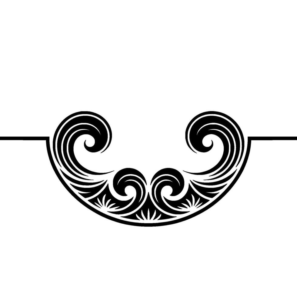 Elegant Black White Swirl Element. vector