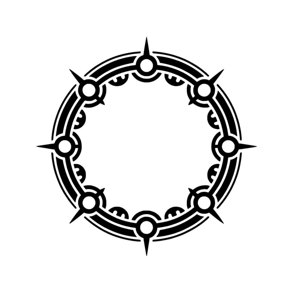 Abstract Geometric Tattoo-Style Circle on White. vector