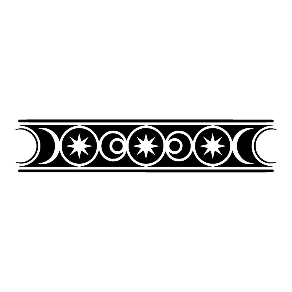 Celestial Border Moon, Star, and Geometric Ornament. vector