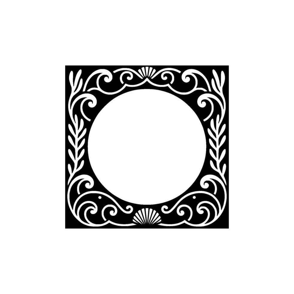 Elegant Scrollwork Frame with Circle Decorative , Isolated on White. vector