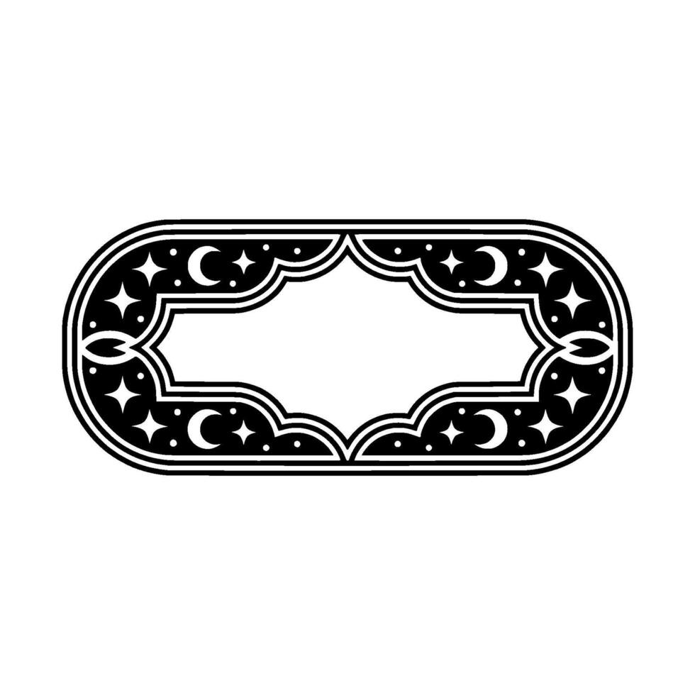 Celestial Ornament Frame Black White Element. vector