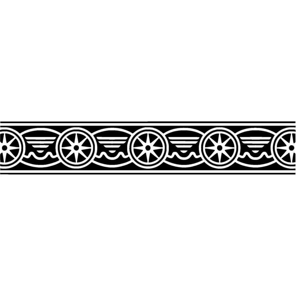Decorative Black White Border with Starburst Wave Motifs. vector