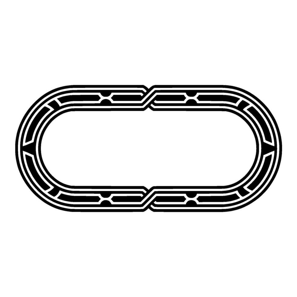 Art Deco Oval Frame, Black and White Element. vector