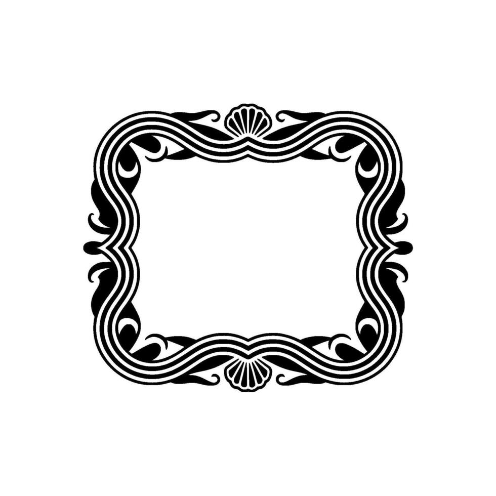 Elegant Black White Art Deco Frame , Decorative Border. vector