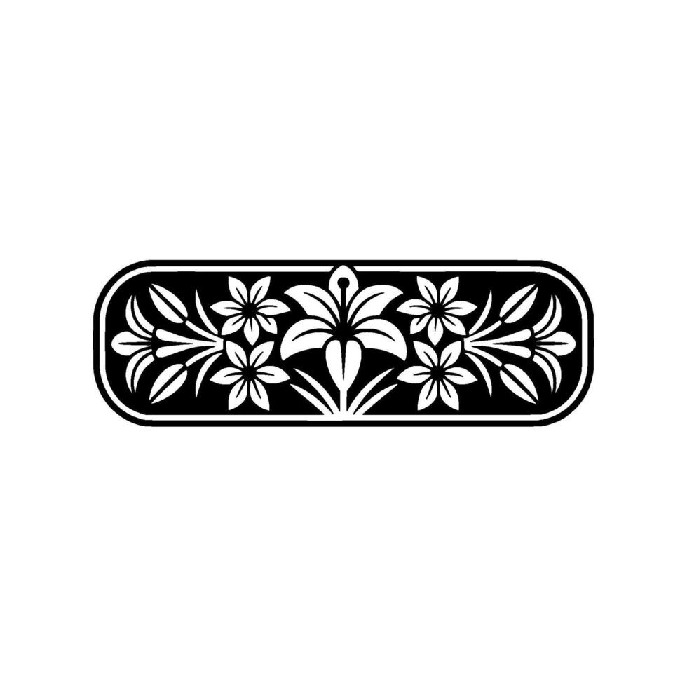 Elegant Floral Border, Black and White - . vector
