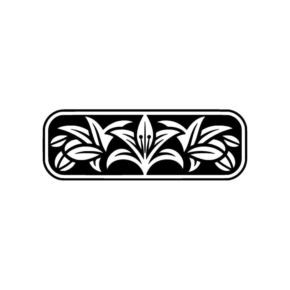 Elegant Floral Ornament in Black White. , Minimalist. vector