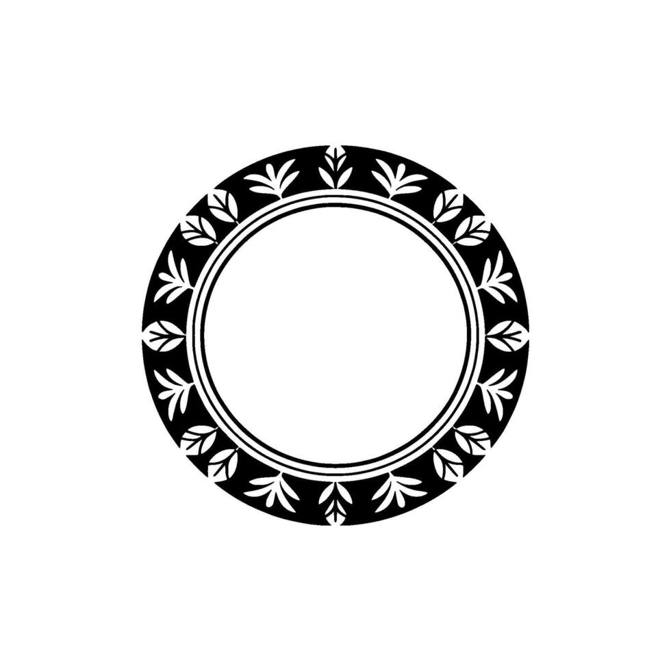 Elegant Circular Ornament with Leaf Motif on White Background. vector
