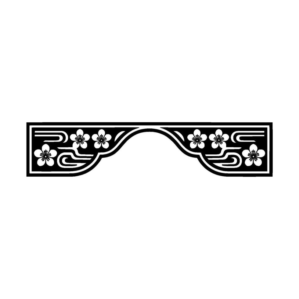 Black and White Japanese Floral Element Cherry Blossoms. vector