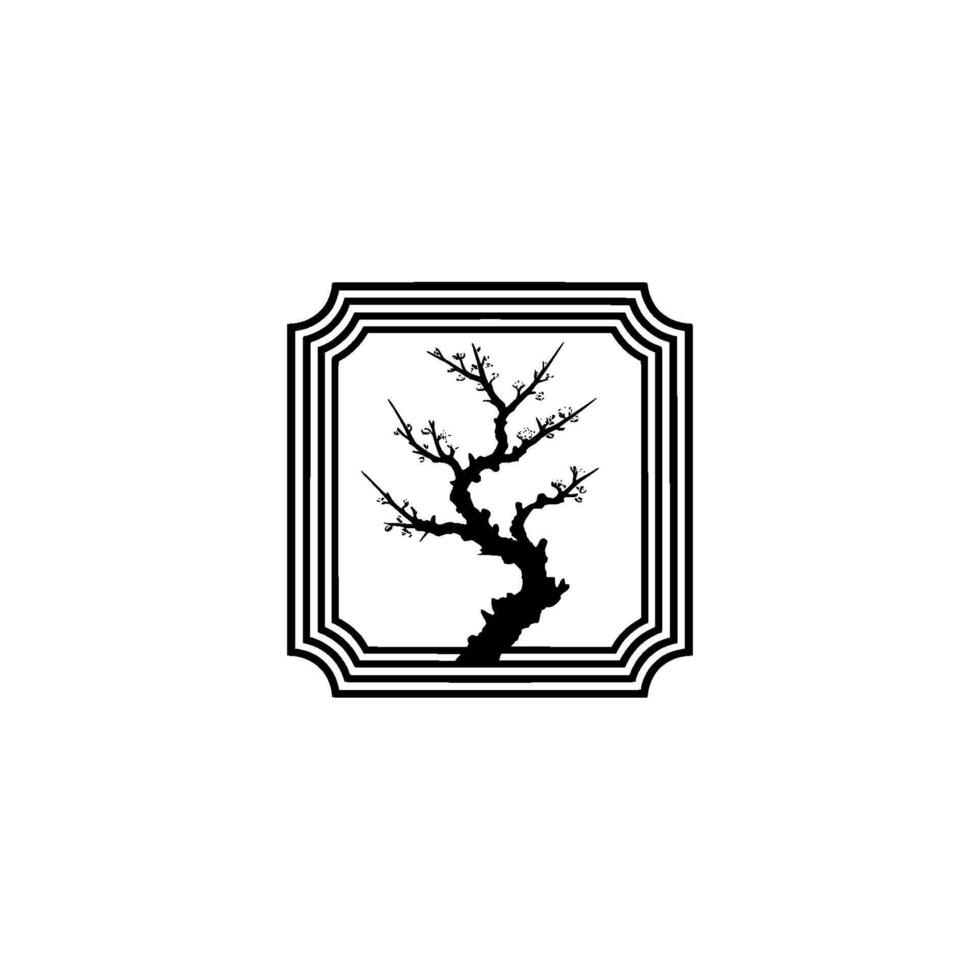 Japanese Cherry Blossom Art, Minimalist , Zen Garden, Calmness. vector