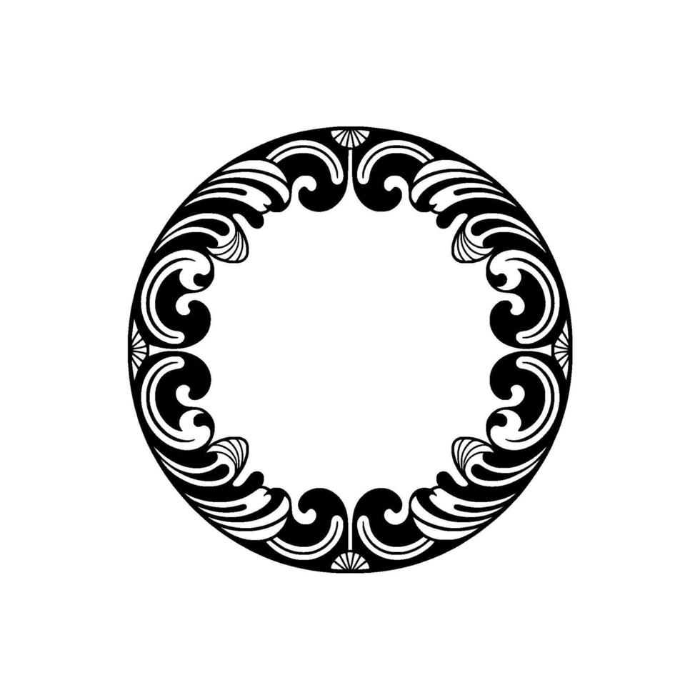 Elegant Art Nouveau Frame Black White Circular. vector