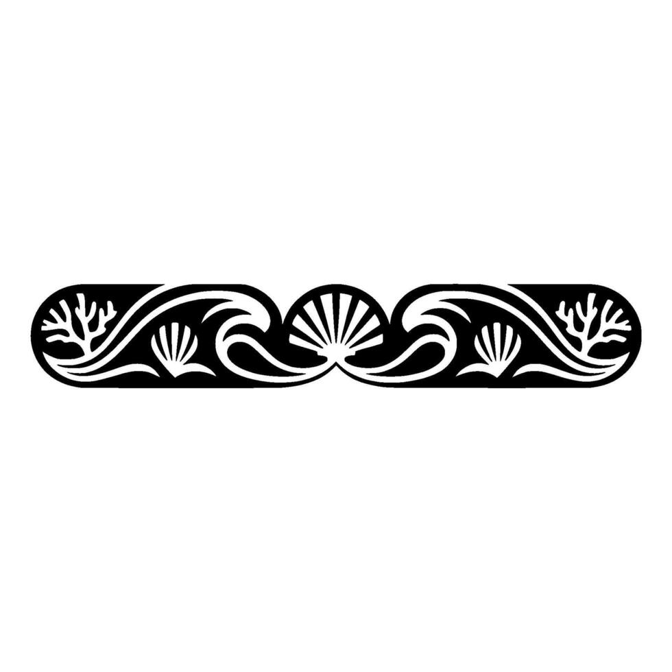 Elegant Ocean Border Black White Nautical. vector