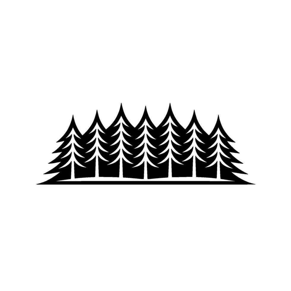Minimalist Pine Tree Silhouette on White Background. vector