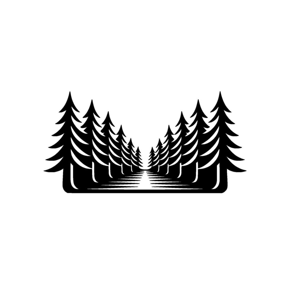 Black and White Forest Tunnel , , Minimalist. vector
