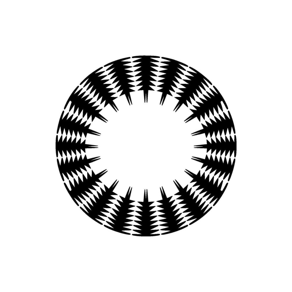 Abstract Black White Circle Ornament - Geometric Pattern. vector