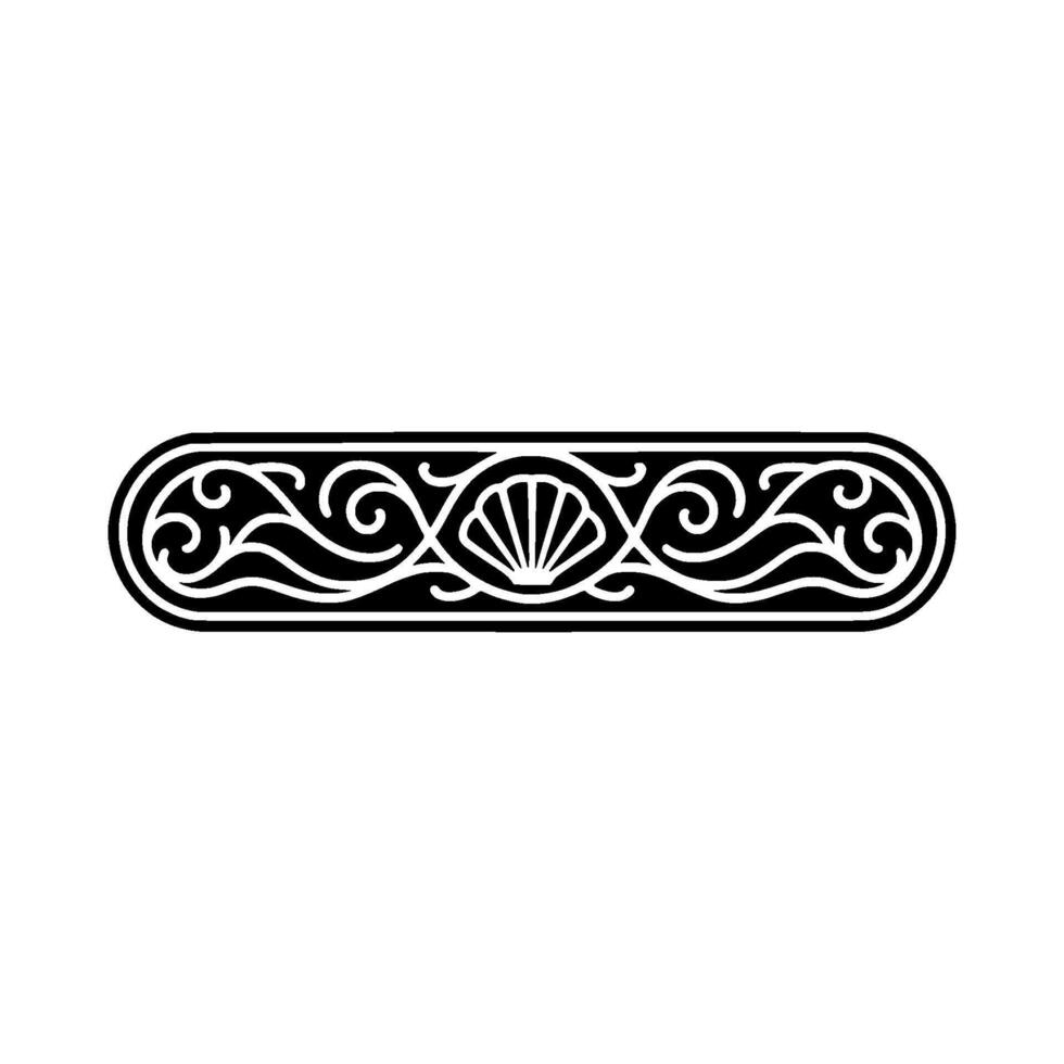 Elegant Black White Seashell Swirl Element. vector