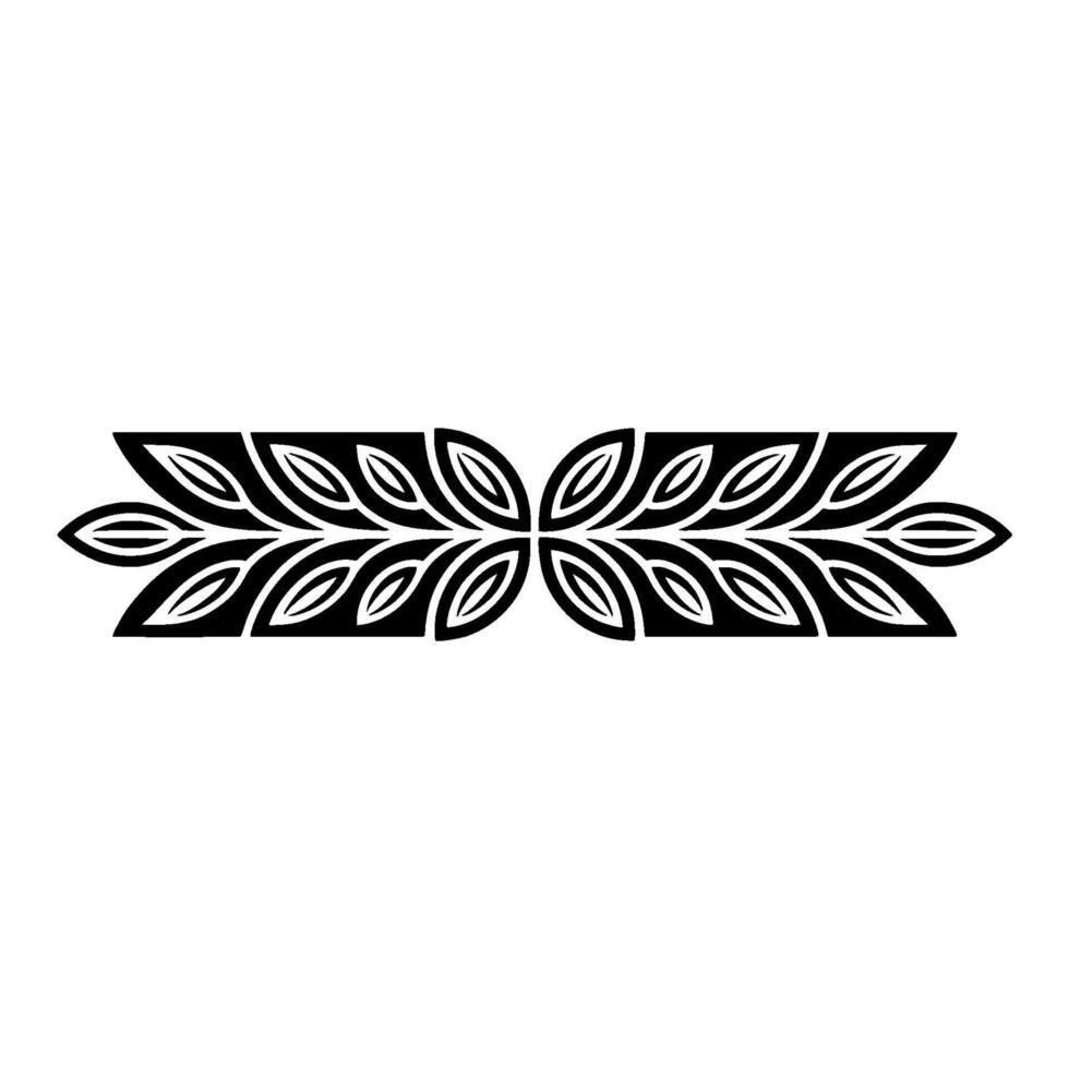 Symmetrical Floral Border , Element, Black and White. vector