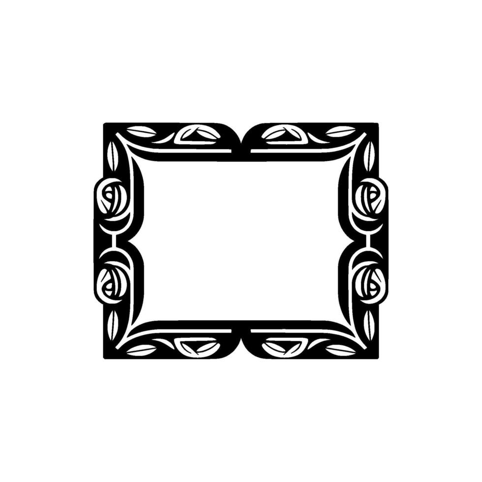 Ornate Black Frame with Floral and Leaf Accents on Light Background. vector