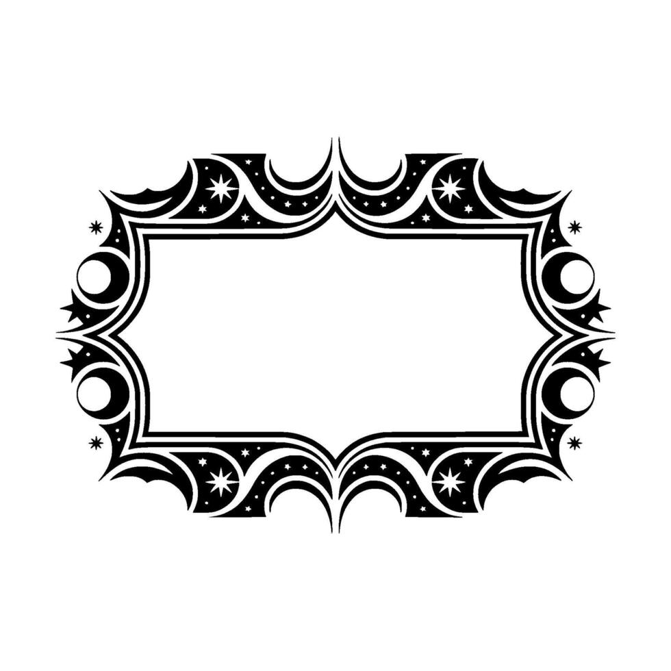 Celestial Frame Black and White, Elegant Decorative Border. vector