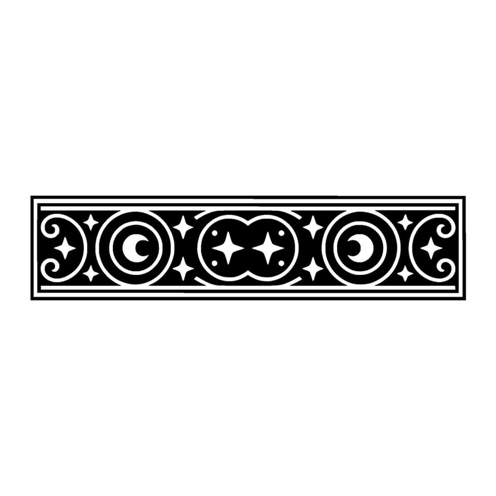 Celestial Border Ornament Crescent Moons and Stars. vector