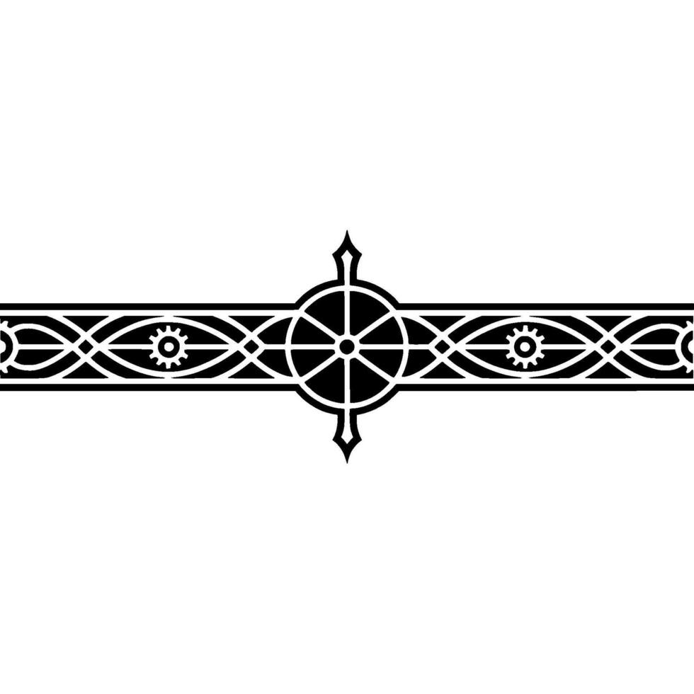 Ornate Black Silver Border on White Background. vector