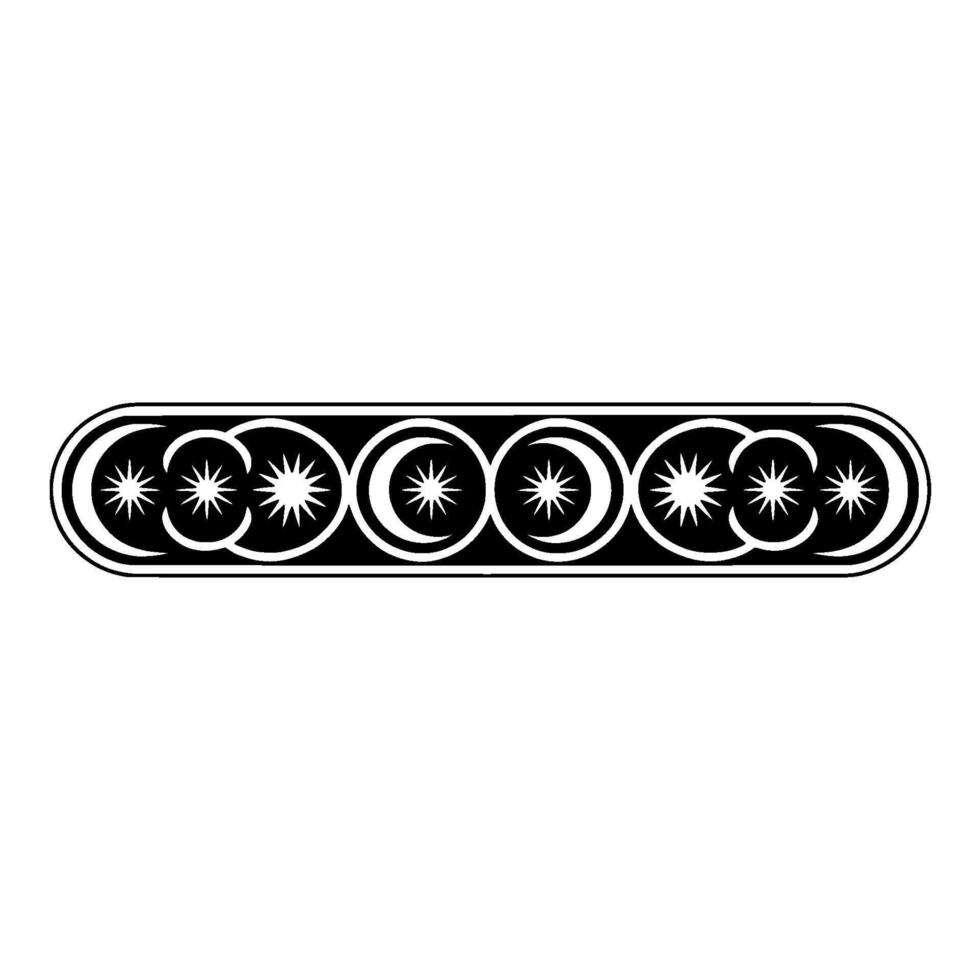 Celestial Border Moon and Star Ornament on White. vector
