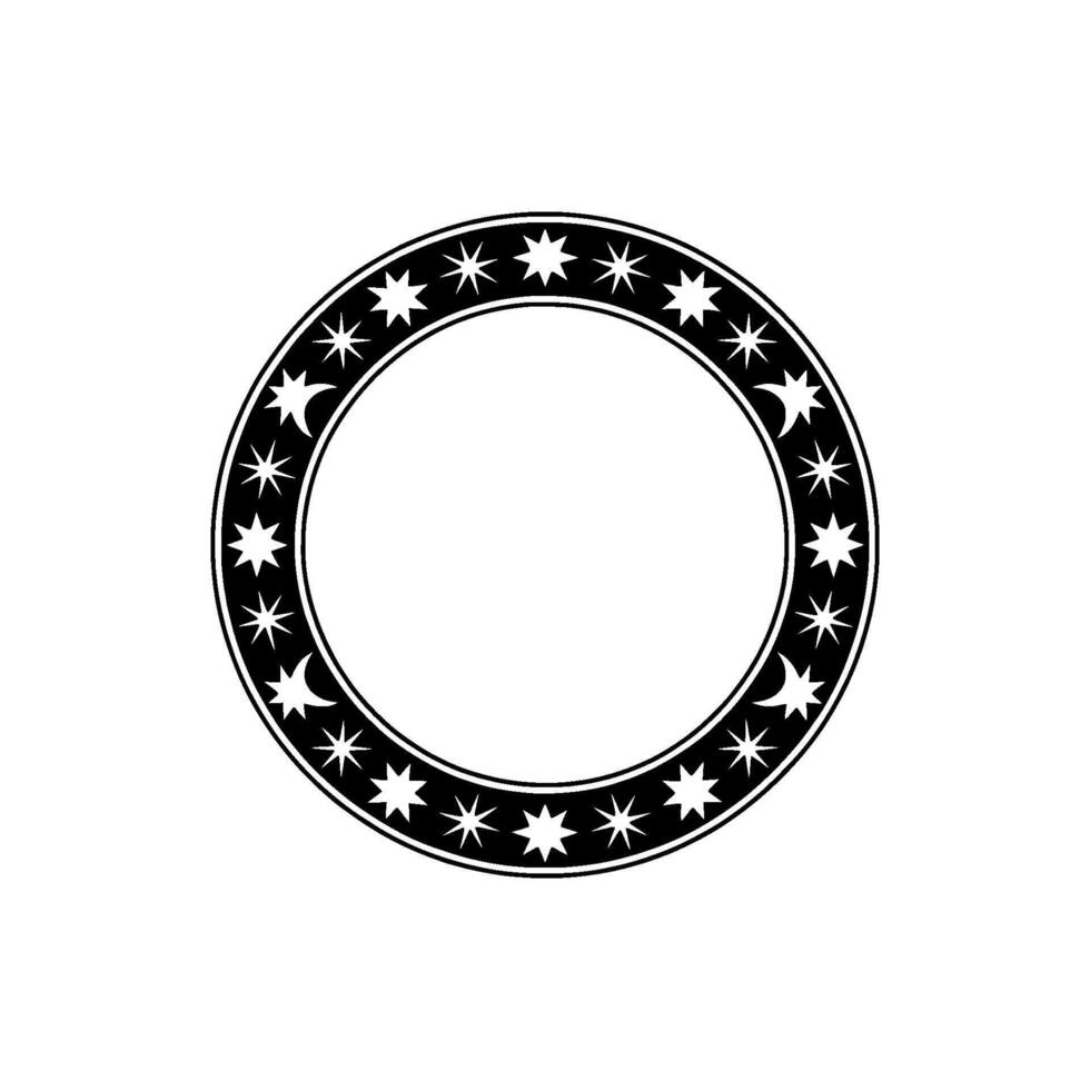Celestial Ring Black White Star Moon Motif, Minimalist. vector