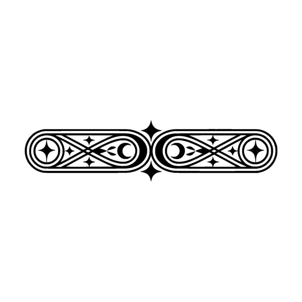 Celestial Ornamental Border in Black and White - Illustration. vector