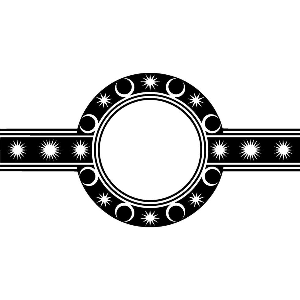 Celestial Circle and Band Abstract Black and White Decorative. vector