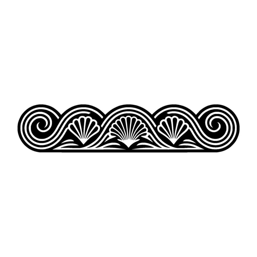 Elegant Black White Seashell Border - Art Deco Inspired. vector