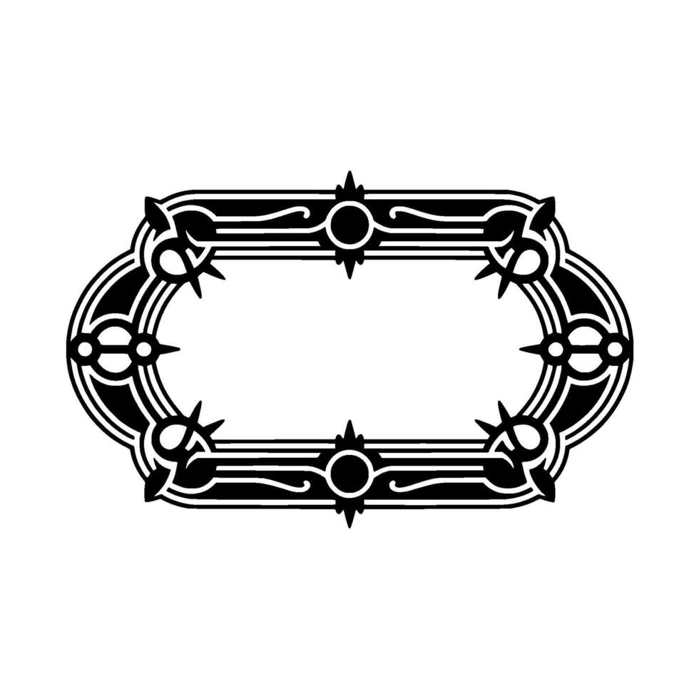 Ornate Black White Label Frame, Vintage Element. vector