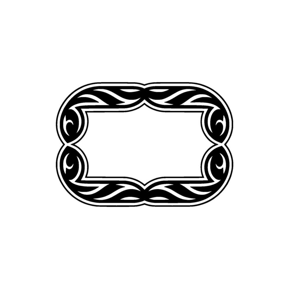 Elegant Black and White Scroll Frame with Blank Center. vector