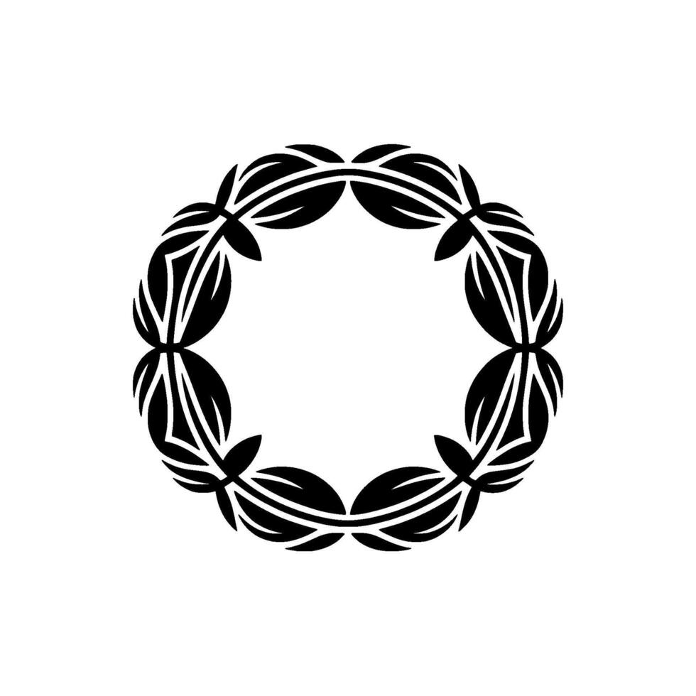 Elegant Black Leaf Wreath on White Background, Minimalist. vector
