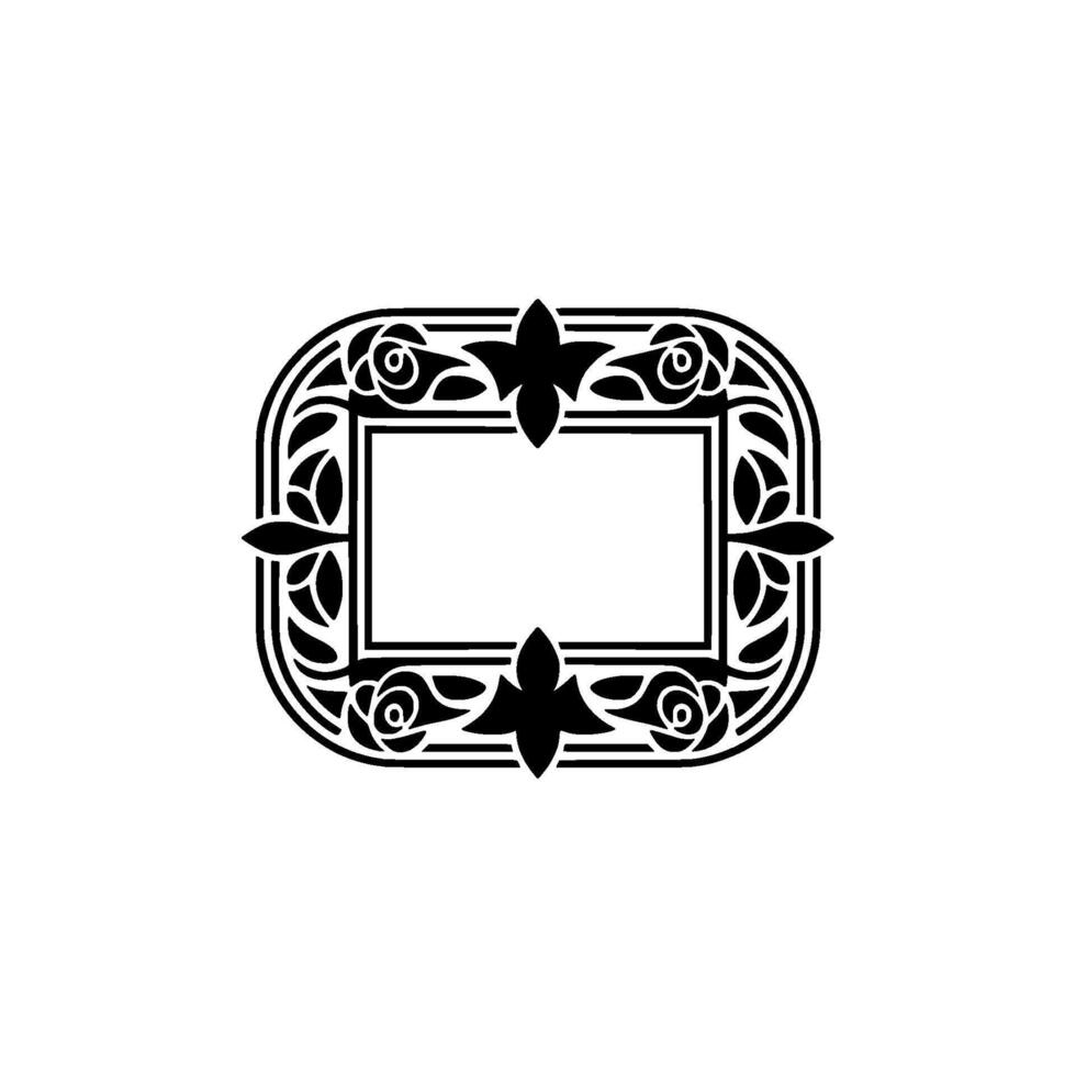 Ornate Black Frame with Floral Geometric Elements. vector