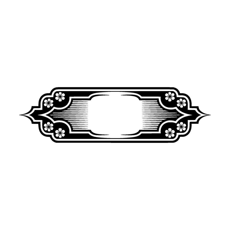 Elegant Black White Floral Frame on White, Minimalist Branding. vector