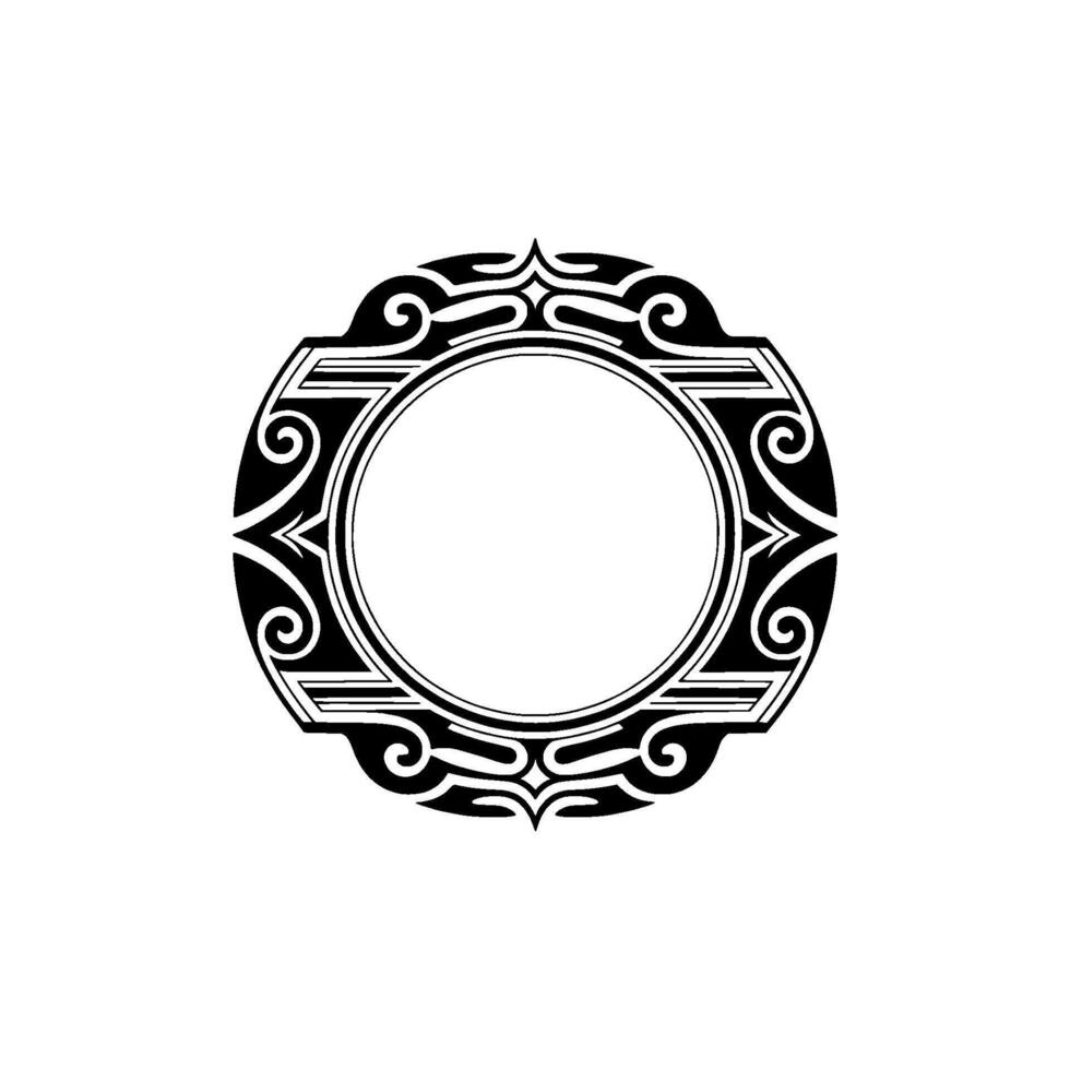 Elegant Black and White Decorative Circle Frame with Swirls. vector