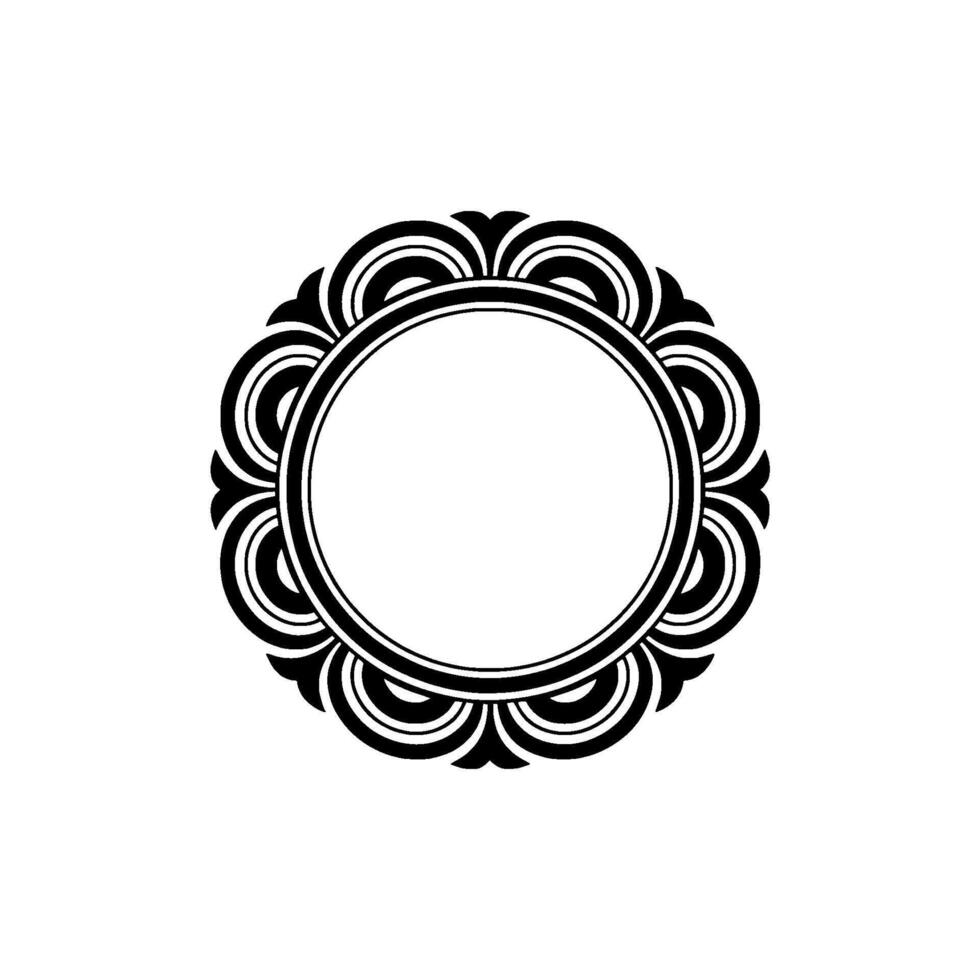 Elegant Circular Frame with Decorative Border on Cream Background. vector