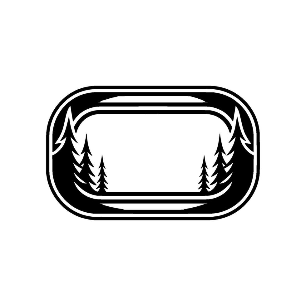 Black and White Forest in Oval Frame. vector