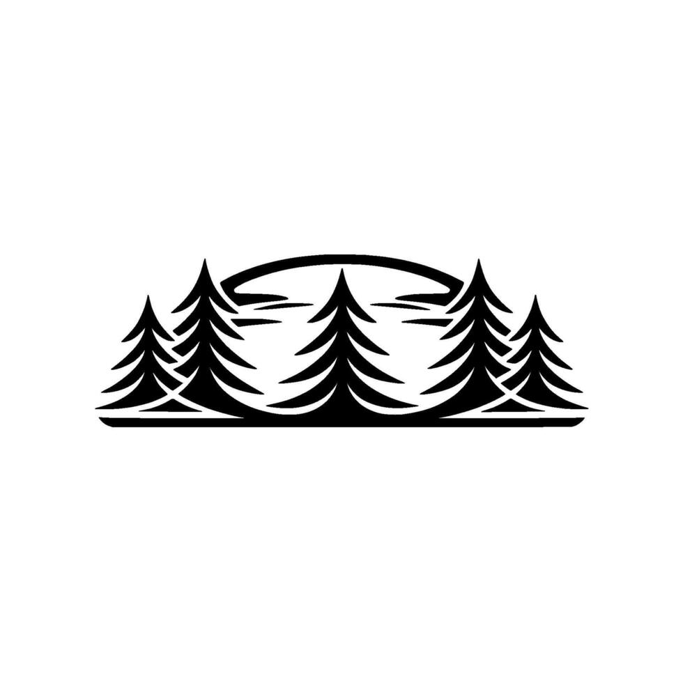 Black White Minimalist Forest , Nature Silhouette. vector